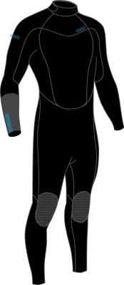 Гидрокостюм мужской MDNS Pioneer Men 5/4/3 Steamer Black/Cyan 2023