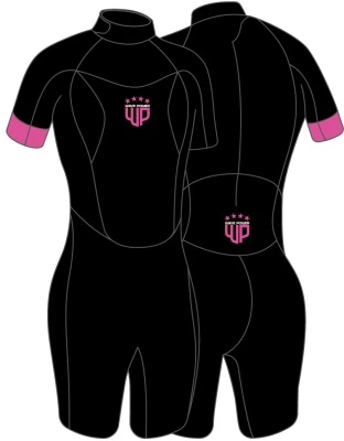 Гидрокостюм детский Wave Power Girl 2/2 Shorty Black/Fluro Pink 2023 12-L