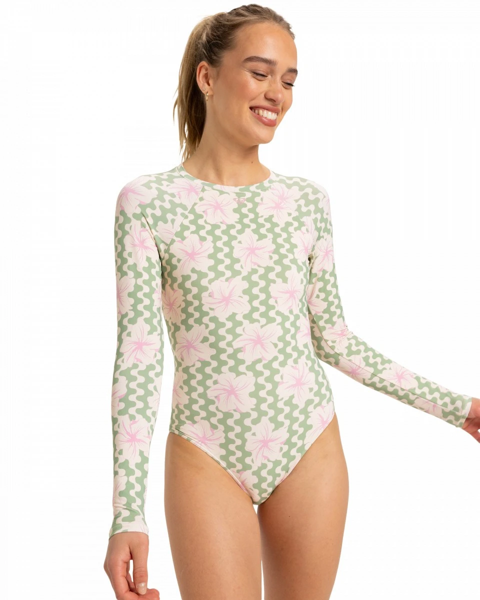 Лайкра для серфинга Roxy Hibiscus Daze LS Onesie Swimsuit Basil Party Waves
