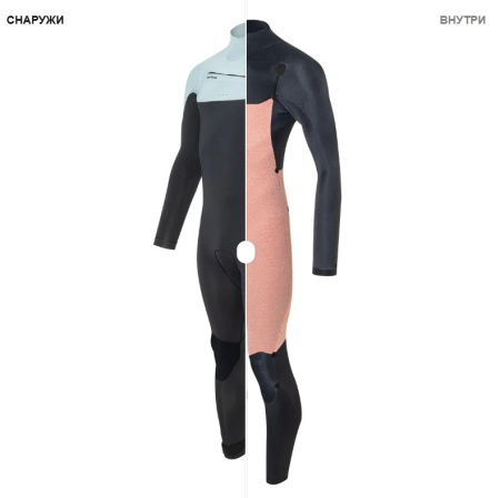 Гидрокостюм NeilPryde Wizard 4/3 Fullsuit GBS FZ Charcoal/Light grey-blue