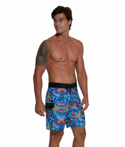 Бордшорты для серфинга 69Slam Manu Blue Habitat Long Length Boardshort