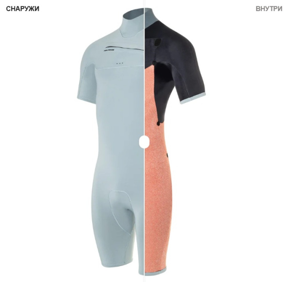 Гидрокостюм NeilPryde Wizard 2/2 Shorty S/S FL FZ Light Grey-Blue