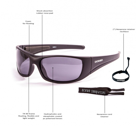 Солнцезащитные очки  Ocean Glasses Bermuda Matte Black+Blue Revo 2021