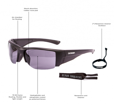 Солнцезащитные очки  Ocean Glasses Guadalupe Shiny Black+Smoke 2021