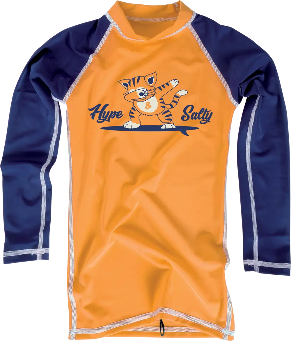 Лайкра детская MDNS Bicolor Design Rashvest Kid Ls Cat Orange/Navy 2023 6-Xs